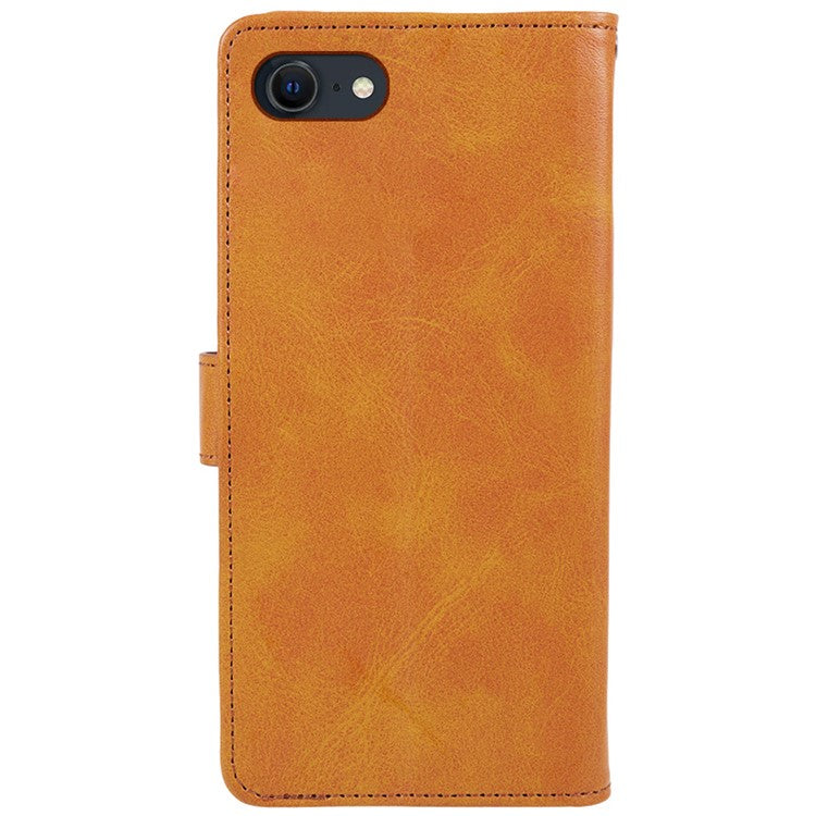 For iPhone SE (2025) Case Calf Texture Leather Phone Cover Full Shockproof Protection - Khaki