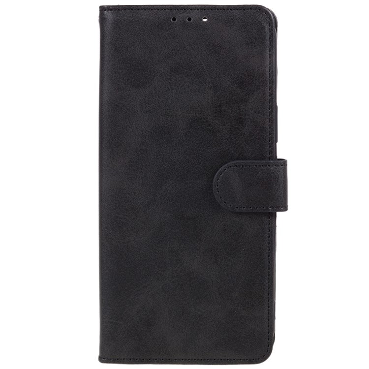 For iPhone 16e Case Calf Texture Leather Phone Cover Full Shockproof Protection - Black