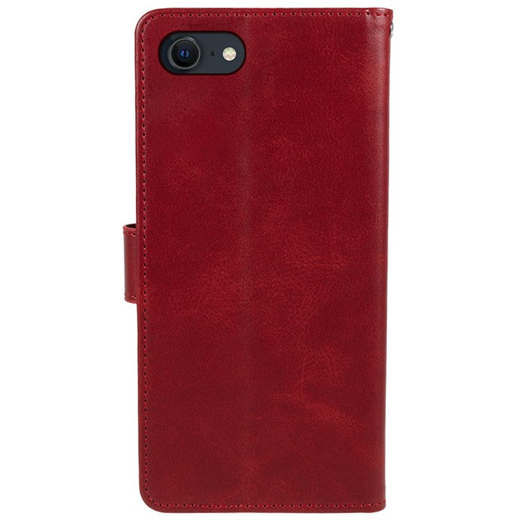 For iPhone 16e Case Calf Texture Leather Phone Cover Full Shockproof Protection - Red