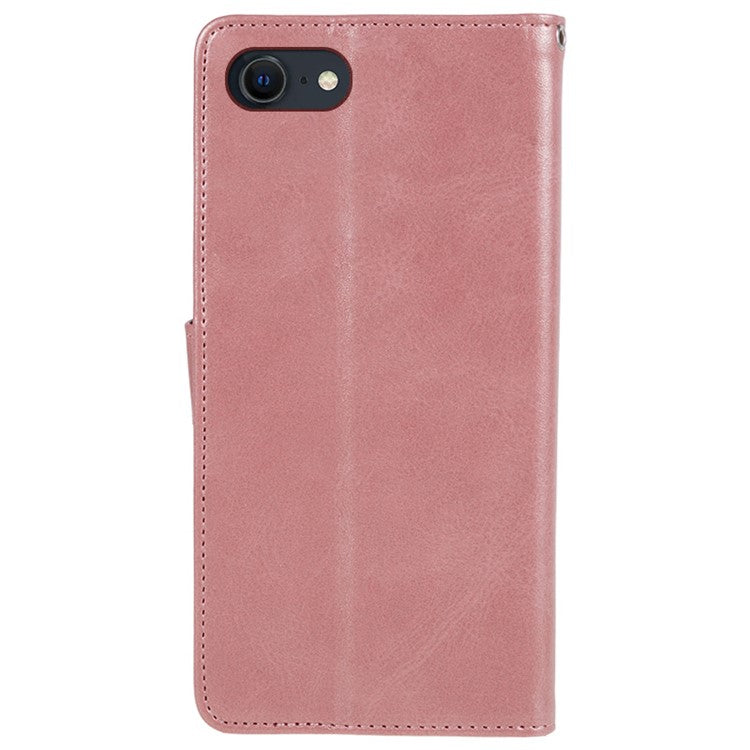 For iPhone 16e Case Calf Texture Leather Phone Cover Full Shockproof Protection - Rose Gold