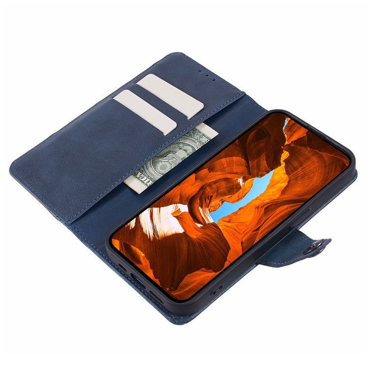 For iPhone SE (2025) Case Splicing PU Leather Wallet Stand Phone Cover - Dark Blue