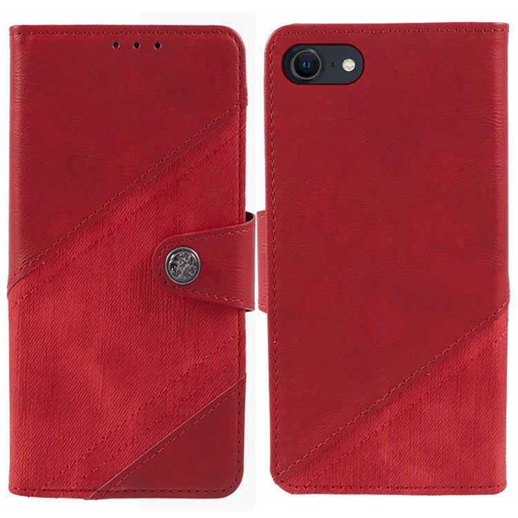 For iPhone SE (2025) Case Splicing PU Leather Wallet Stand Phone Cover - Red