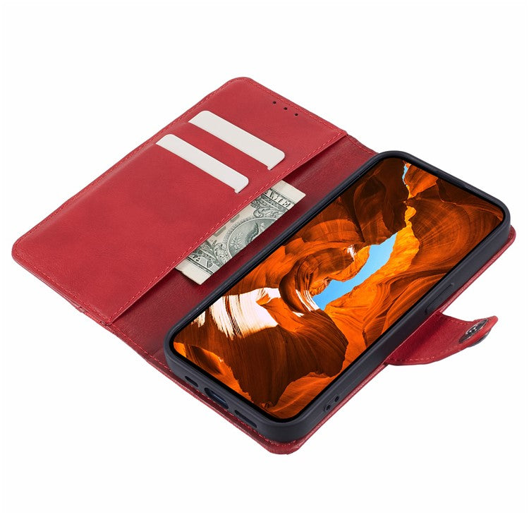 For iPhone 16e Case Splicing PU Leather Wallet Stand Phone Cover - Red