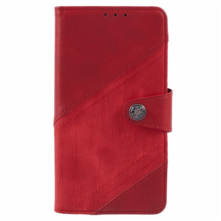 For iPhone 16e Case Splicing PU Leather Wallet Stand Phone Cover - Red