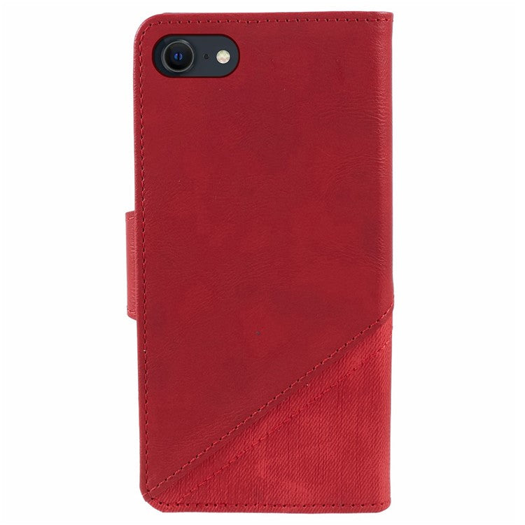 For iPhone 16e Case Splicing PU Leather Wallet Stand Phone Cover - Red
