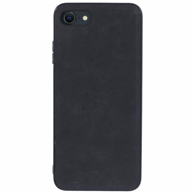 For iPhone 16e Case PU Leather Coated PC+TPU Retro Phone Cover - Black