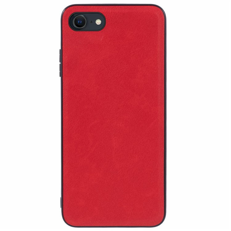 For iPhone SE (2025) Case PU Leather Coated PC+TPU Retro Phone Cover - Red