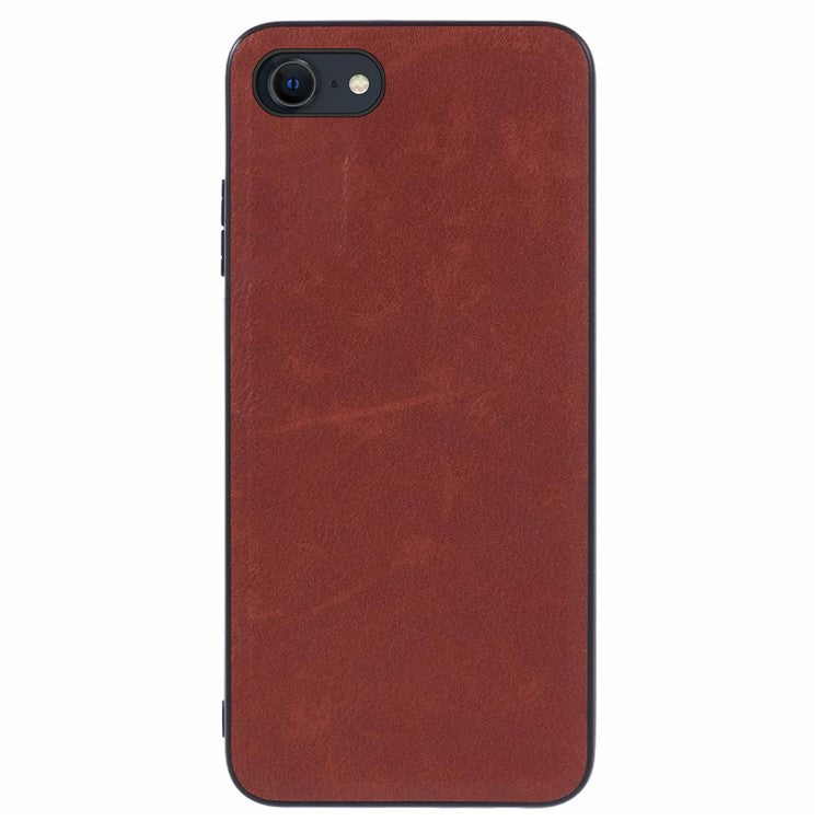 For iPhone 16e Case PU Leather Coated PC+TPU Retro Phone Cover - Brown