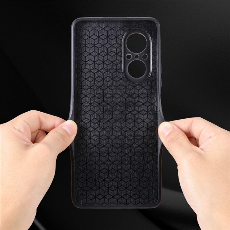 AZNS For Honor 50 SE Phone Back Case PU Leather+TPU Stylish Pattern Imprinted Phone Protective Shell - Black