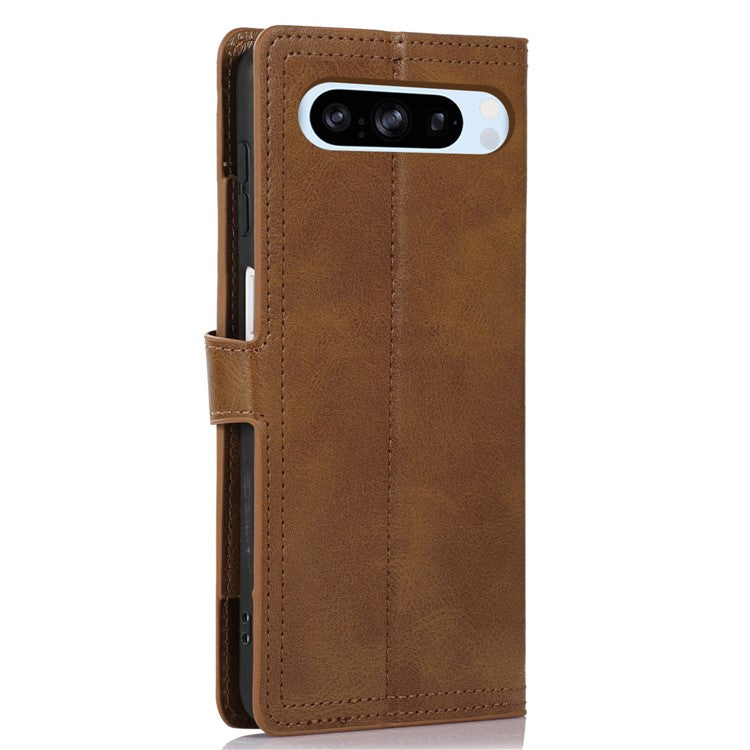 For Google Pixel 8 Pro Case Zipper Flip Leather Phone Cover Card Holder - Brown