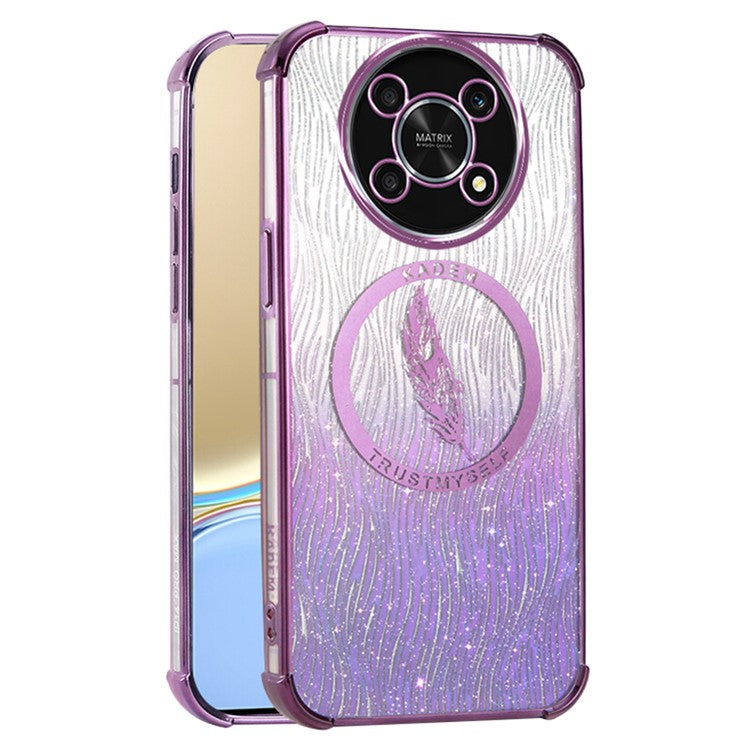 KADEM For Honor X30 5G Shockproof Case Glitter Powder Electroplated TPU Phone Cover - Purple