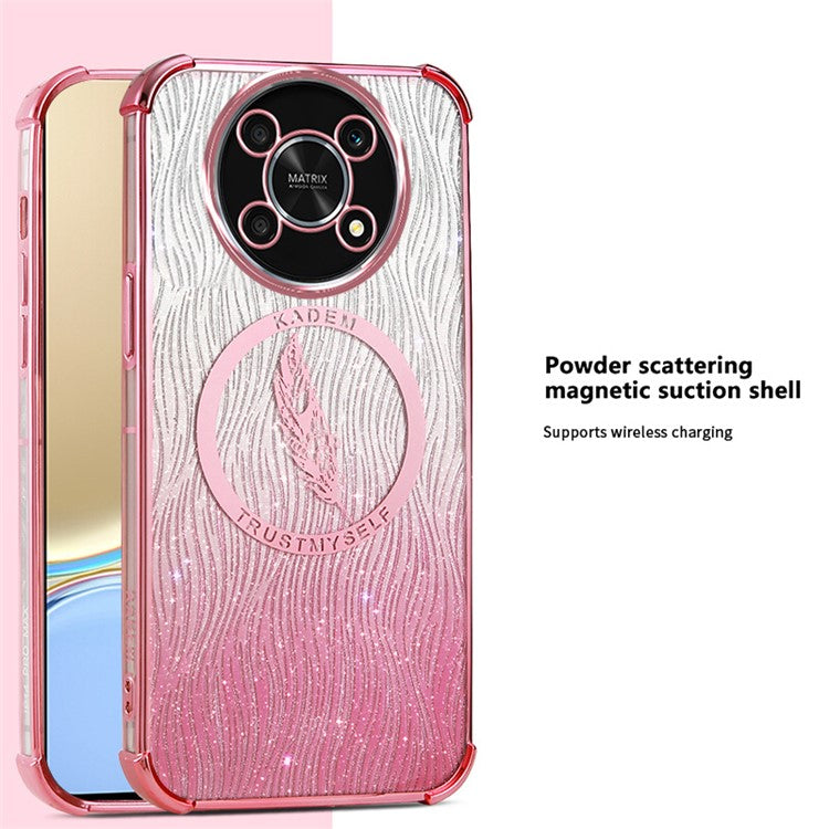 KADEM For Honor X30 5G Shockproof Case Glitter Powder Electroplated TPU Phone Cover - Pink