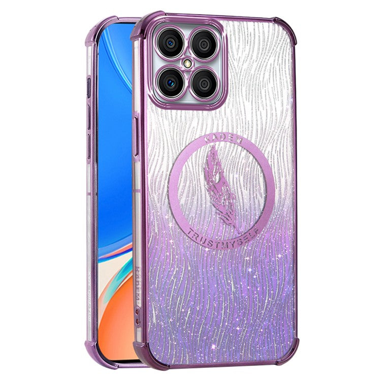 KADEM For Honor X8 4G TPU Case Electroplating Glittery Phone Cover - Purple