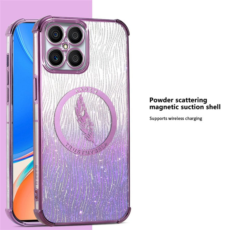 KADEM For Honor X8 4G TPU Case Electroplating Glittery Phone Cover - Purple