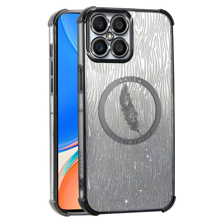 KADEM For Honor X8 4G TPU Case Electroplating Glittery Phone Cover - Black