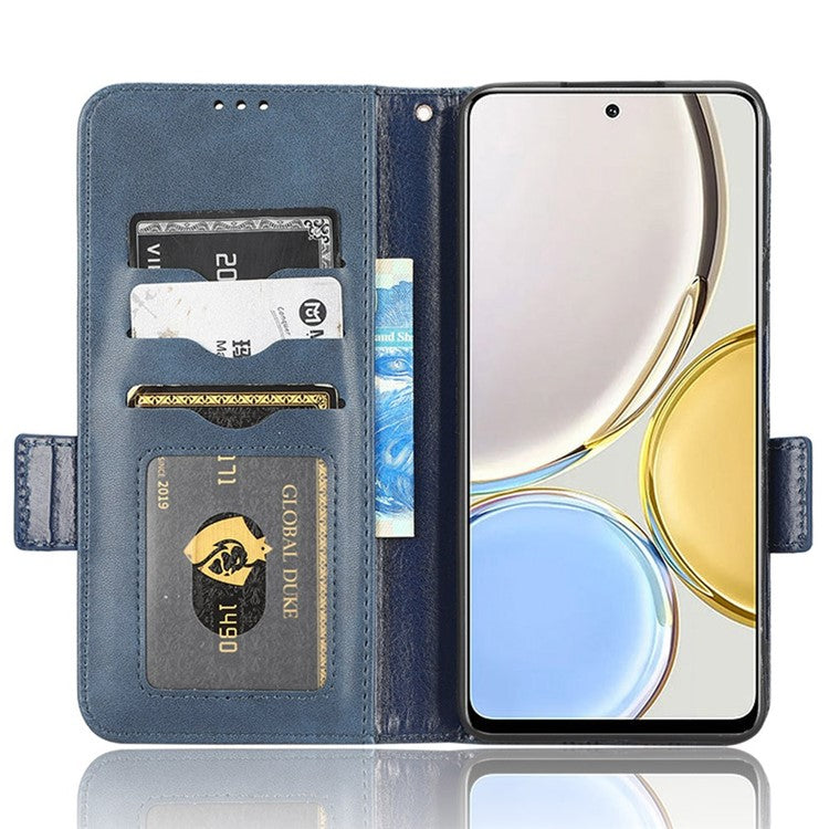 For Honor X9 5G / X30 5G / Magic4 Lite 5G Imprinted Triangle Pattern PU Leather Magnetic Flip Cover Stand Hand Strap Wallet Purse Case - Blue