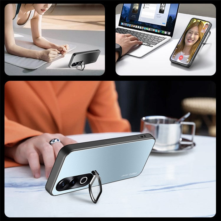 For OnePlus Ace 3V 5G Cell Phone Case Lens Film Kickstand Back Cover Works with Magnetic Car Mount - Silver