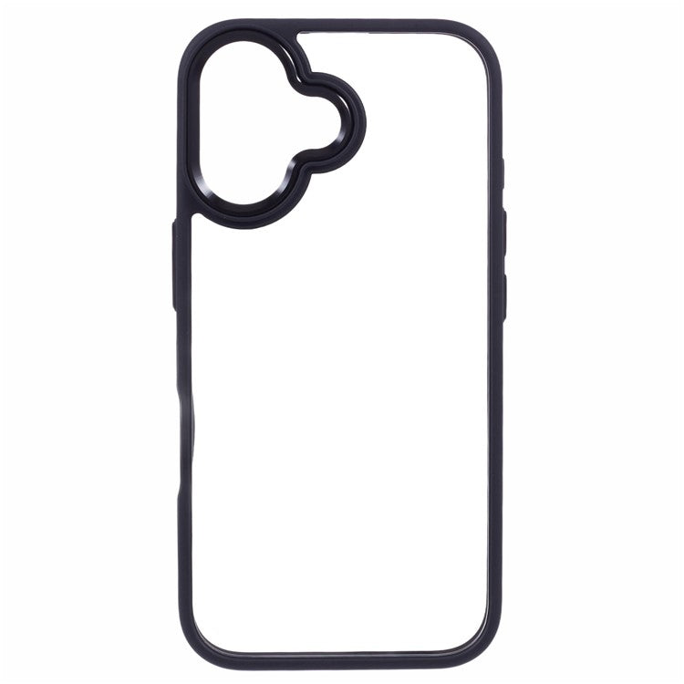 For iPhone 16 Cell Phone Cases Drop-Proof Clear Back PC+TPU Cover - Black