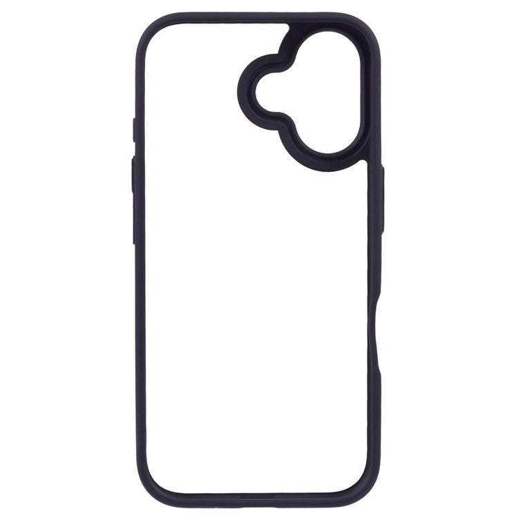 For iPhone 16 Cell Phone Cases Drop-Proof Clear Back PC+TPU Cover - Black