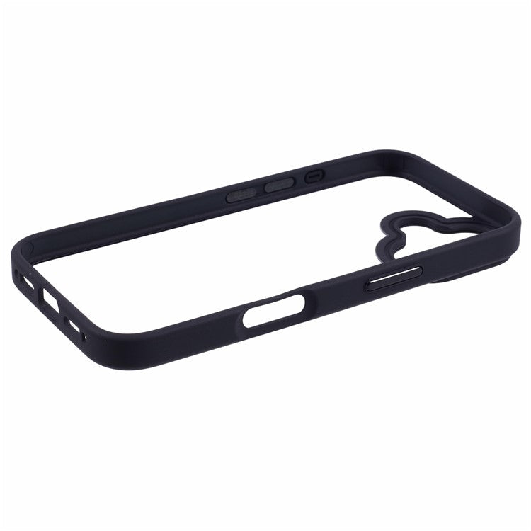 For iPhone 16 Cell Phone Cases Drop-Proof Clear Back PC+TPU Cover - Black