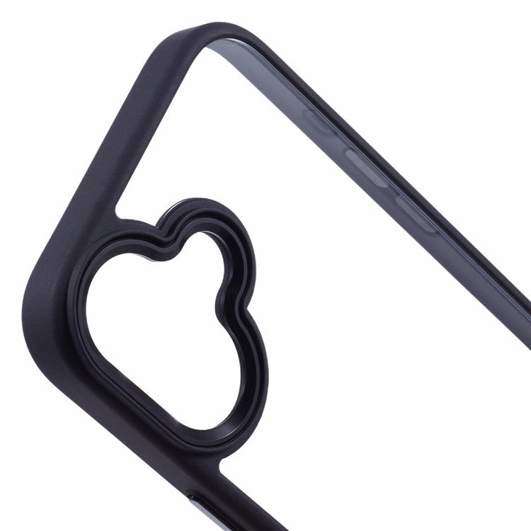 For iPhone 16 Cell Phone Cases Drop-Proof Clear Back PC+TPU Cover - Black