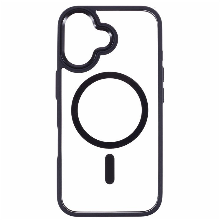 For iPhone 16 Compatible with MagSafe Phone Case Clear PC+TPU Back Cover - Black