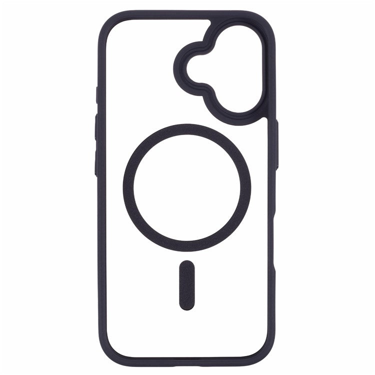 For iPhone 16 Compatible with MagSafe Phone Case Clear PC+TPU Back Cover - Black