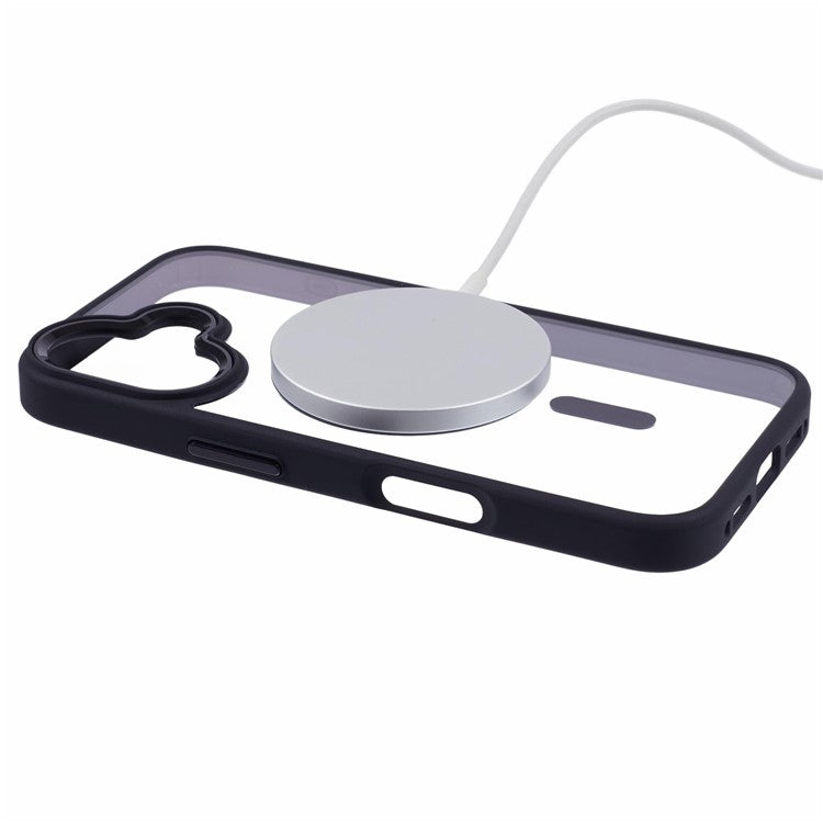 For iPhone 16 Compatible with MagSafe Phone Case Clear PC+TPU Back Cover - Black