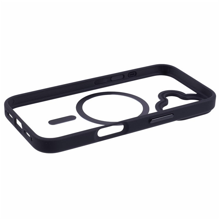 For iPhone 16 Compatible with MagSafe Phone Case Clear PC+TPU Back Cover - Black