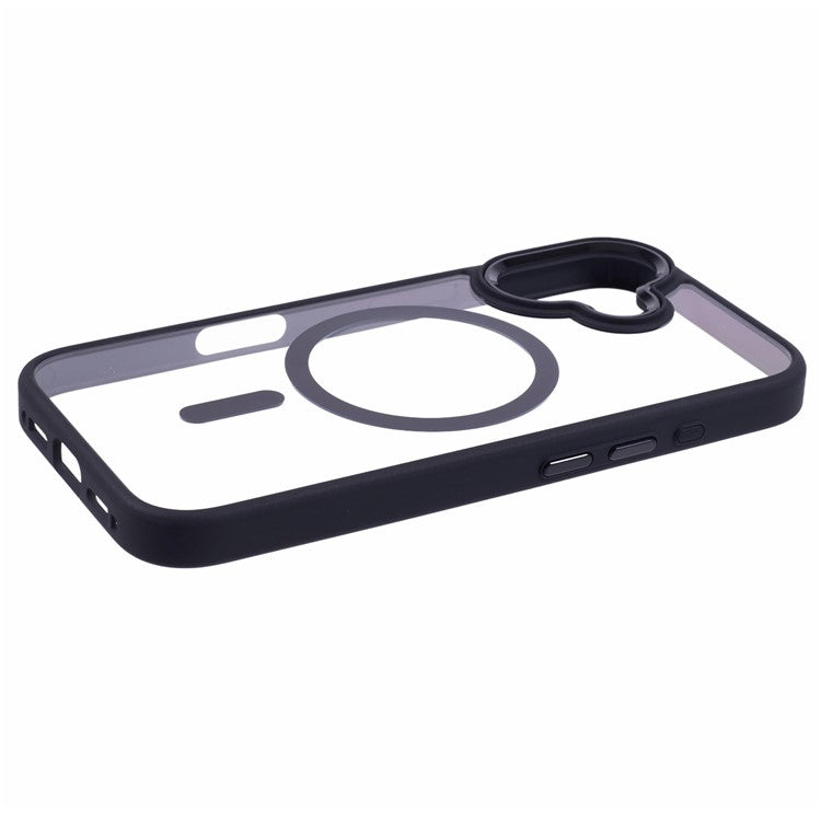 For iPhone 16 Compatible with MagSafe Phone Case Clear PC+TPU Back Cover - Black