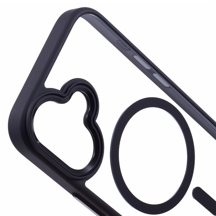 For iPhone 16 Compatible with MagSafe Phone Case Clear PC+TPU Back Cover - Black