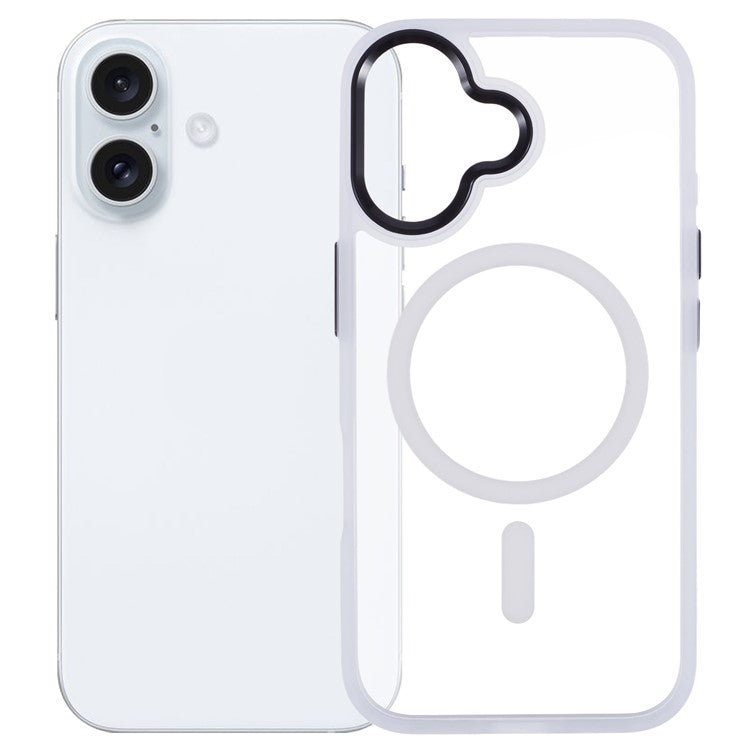 For iPhone 16 Compatible with MagSafe Phone Case Clear PC+TPU Back Cover - White