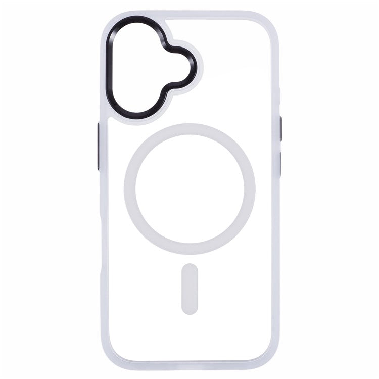 For iPhone 16 Compatible with MagSafe Phone Case Clear PC+TPU Back Cover - White
