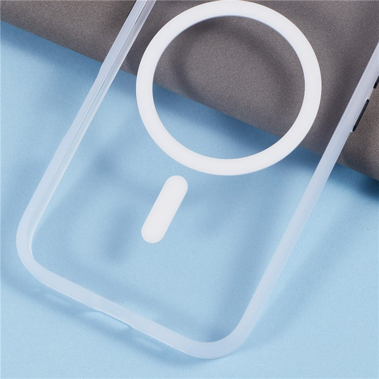 For iPhone 16 Compatible with MagSafe Phone Case Clear PC+TPU Back Cover - White