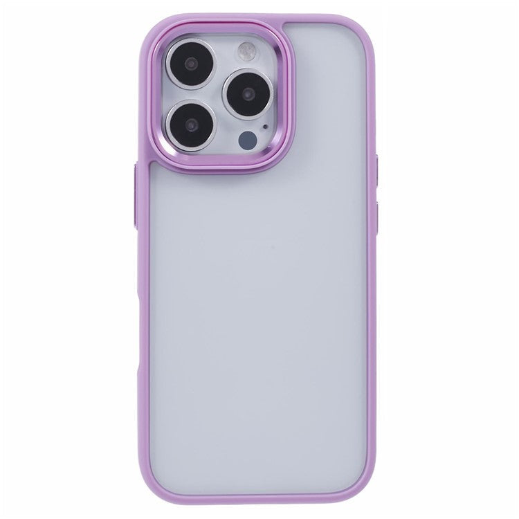 For iPhone 16 Pro Cell Phone Cases Shockproof Clear PC+TPU Back Cover - Purple
