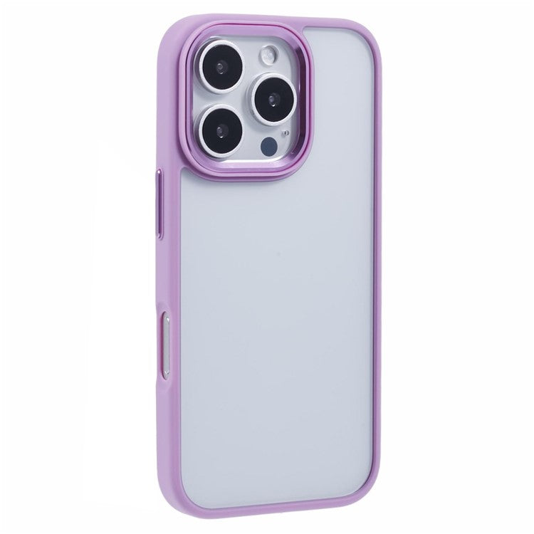 For iPhone 16 Pro Cell Phone Cases Shockproof Clear PC+TPU Back Cover - Purple