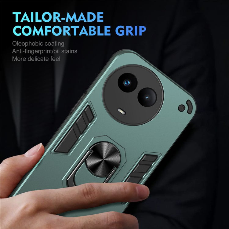 For Realme V50 5G Case Shockproof PC+TPU Phone Cover with Kickstand - Green