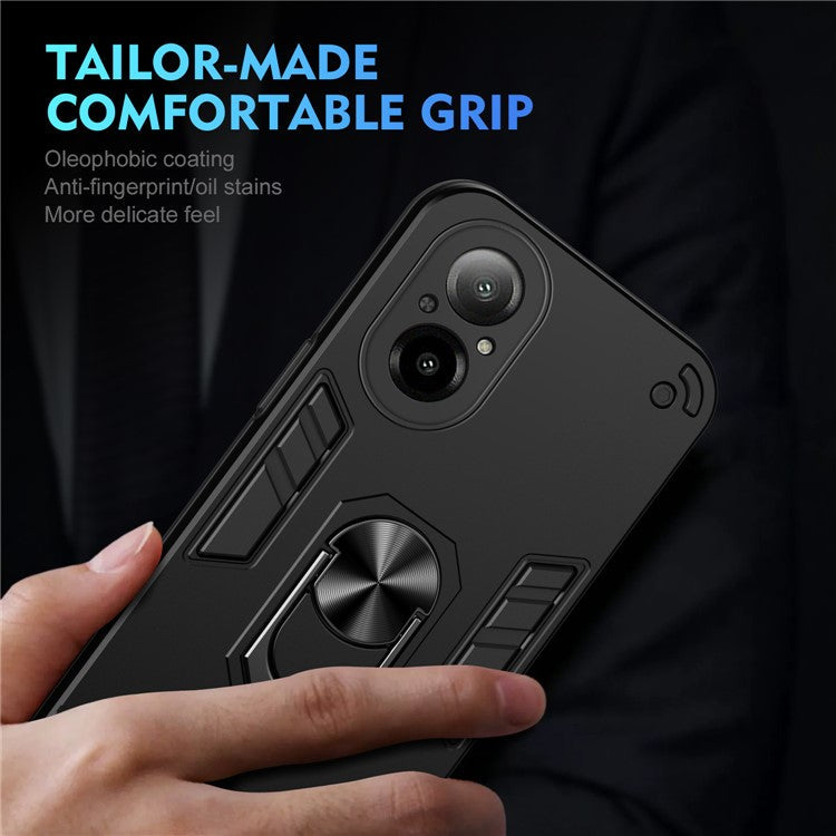 For Realme C67 4G Case Kickstand PC+TPU Shockproof Phone Cover - Black