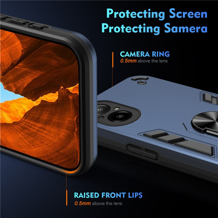 For Realme C67 4G Case Kickstand PC+TPU Shockproof Phone Cover - Blue