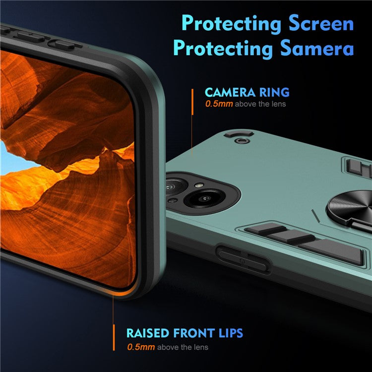 For Realme C67 4G Case Kickstand PC+TPU Shockproof Phone Cover - Green