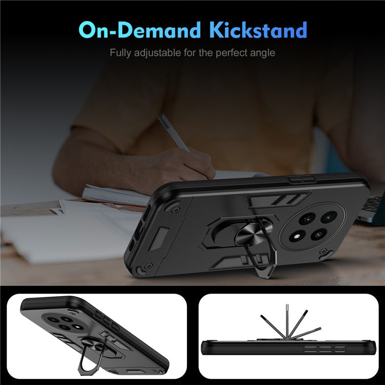 For Realme 12x 5G Case PC+TPU Kickstand Magnetic Car Mount Phone Cover - Black