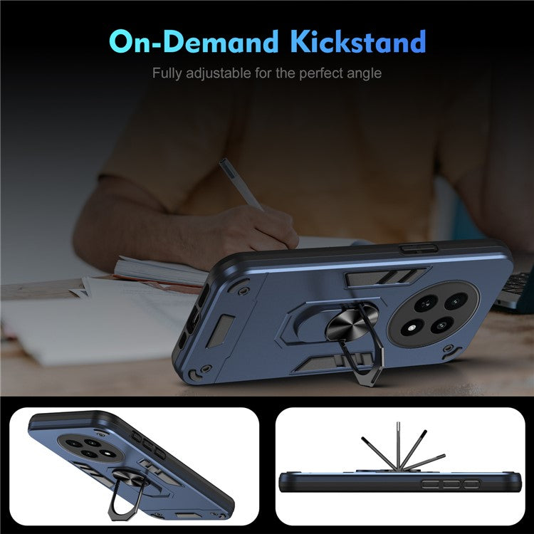 For Realme 12x 5G Case PC+TPU Kickstand Magnetic Car Mount Phone Cover - Blue