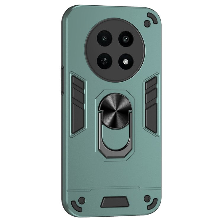 For Realme 12x 5G Case PC+TPU Kickstand Magnetic Car Mount Phone Cover - Green
