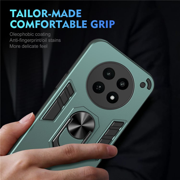 For Realme 12x 5G Case PC+TPU Kickstand Magnetic Car Mount Phone Cover - Green