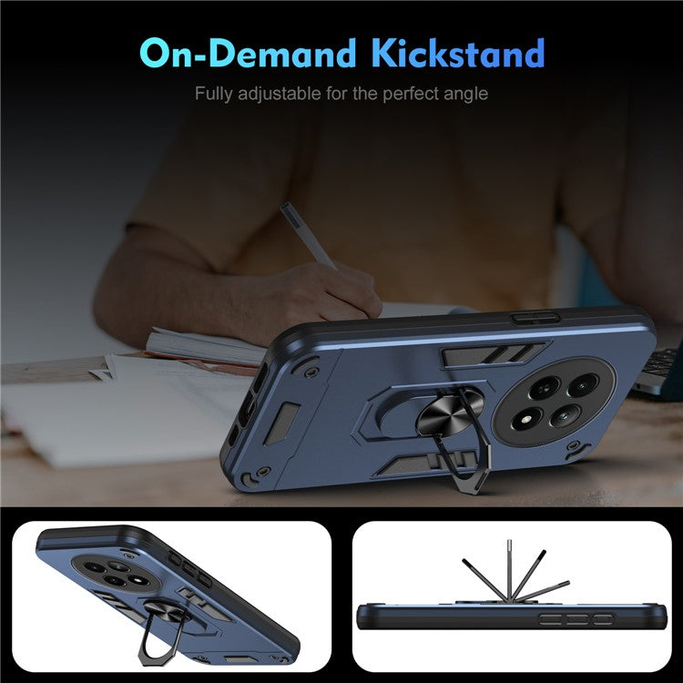 For Realme 12 5G Case PC+TPU Shockproof Phone Protective Cover Rotating Kickstand - Blue