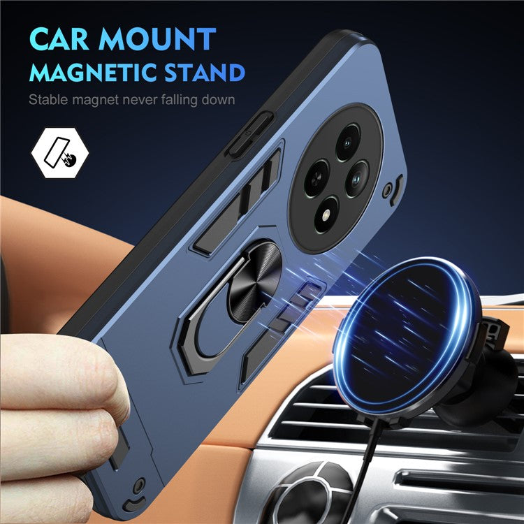 For Realme 12 5G Case PC+TPU Shockproof Phone Protective Cover Rotating Kickstand - Blue