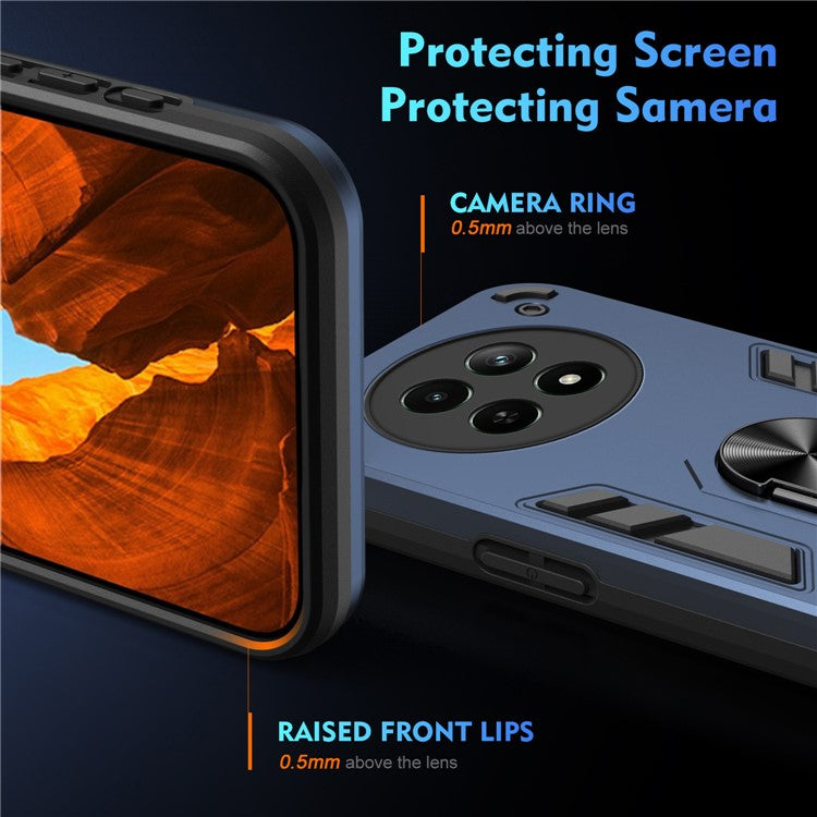 For Realme 12 5G Case PC+TPU Shockproof Phone Protective Cover Rotating Kickstand - Blue