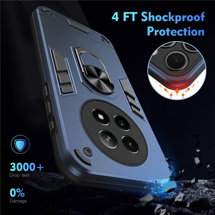 For Realme 12 5G Case PC+TPU Shockproof Phone Protective Cover Rotating Kickstand - Blue