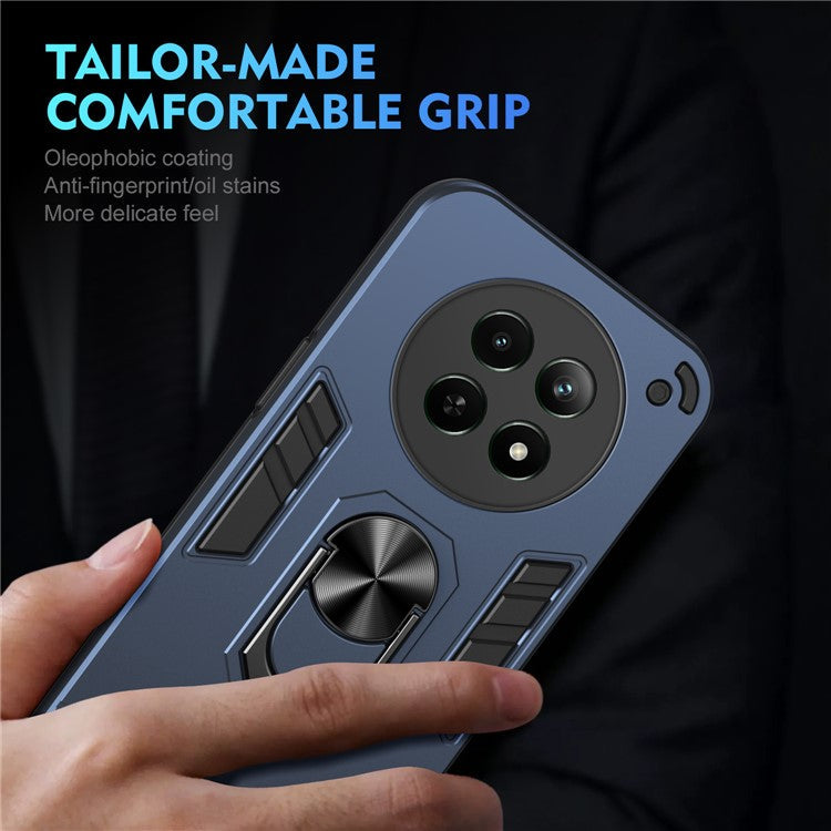 For Realme 12 5G Case PC+TPU Shockproof Phone Protective Cover Rotating Kickstand - Blue