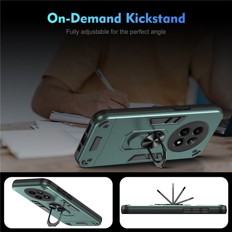 For Realme 12 5G Case PC+TPU Shockproof Phone Protective Cover Rotating Kickstand - Green